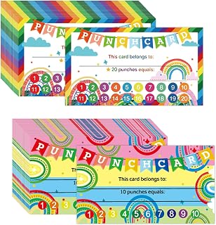 240Pcs Punch Cards Incentive Reward Punch Cards for Classroom | Rainbow Behavior Incentive Loyalty Awards Card Back to School Gift Customer Business Classroom School Supplies 3.5 x 2 Inch