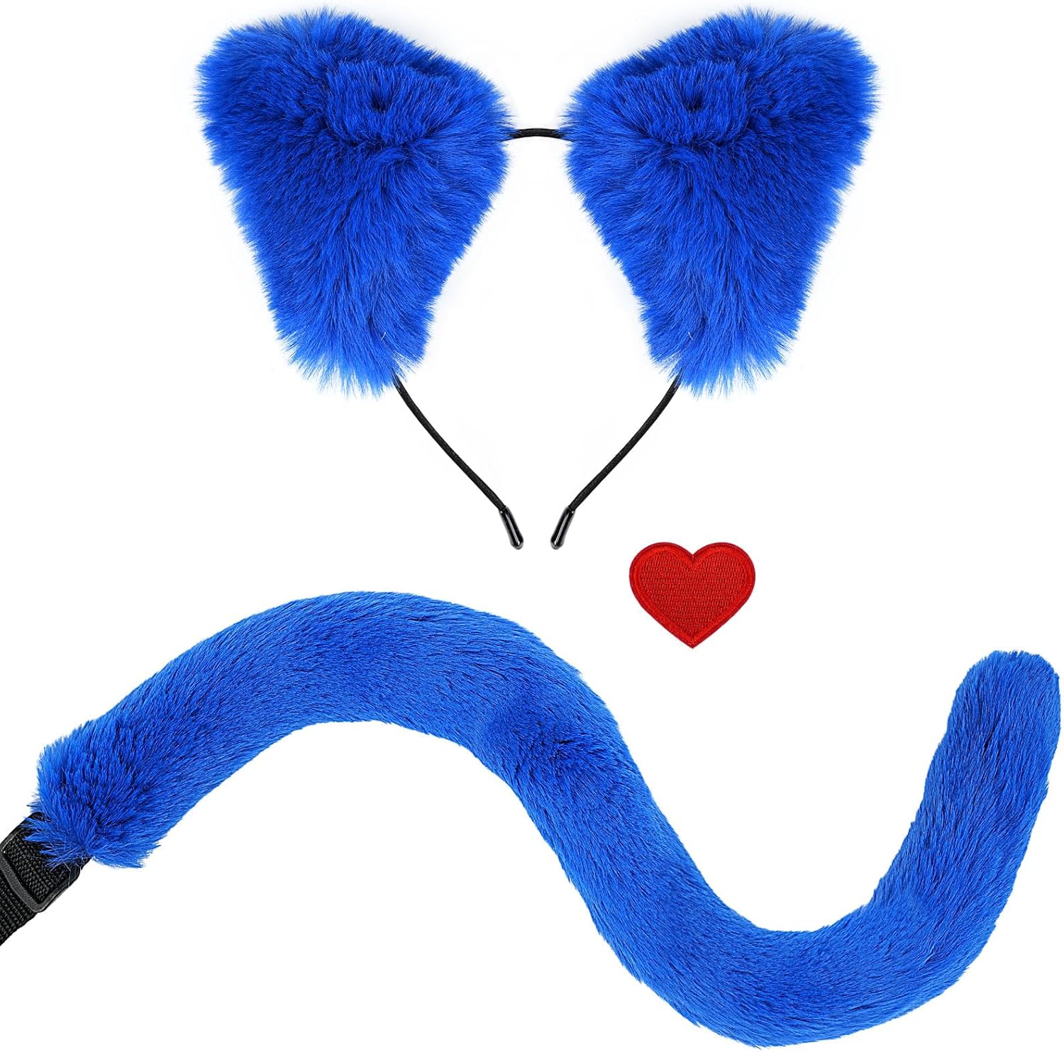Kavoc Blue Cat Ears Headband and Tail Set for Girls Halloween Accessory