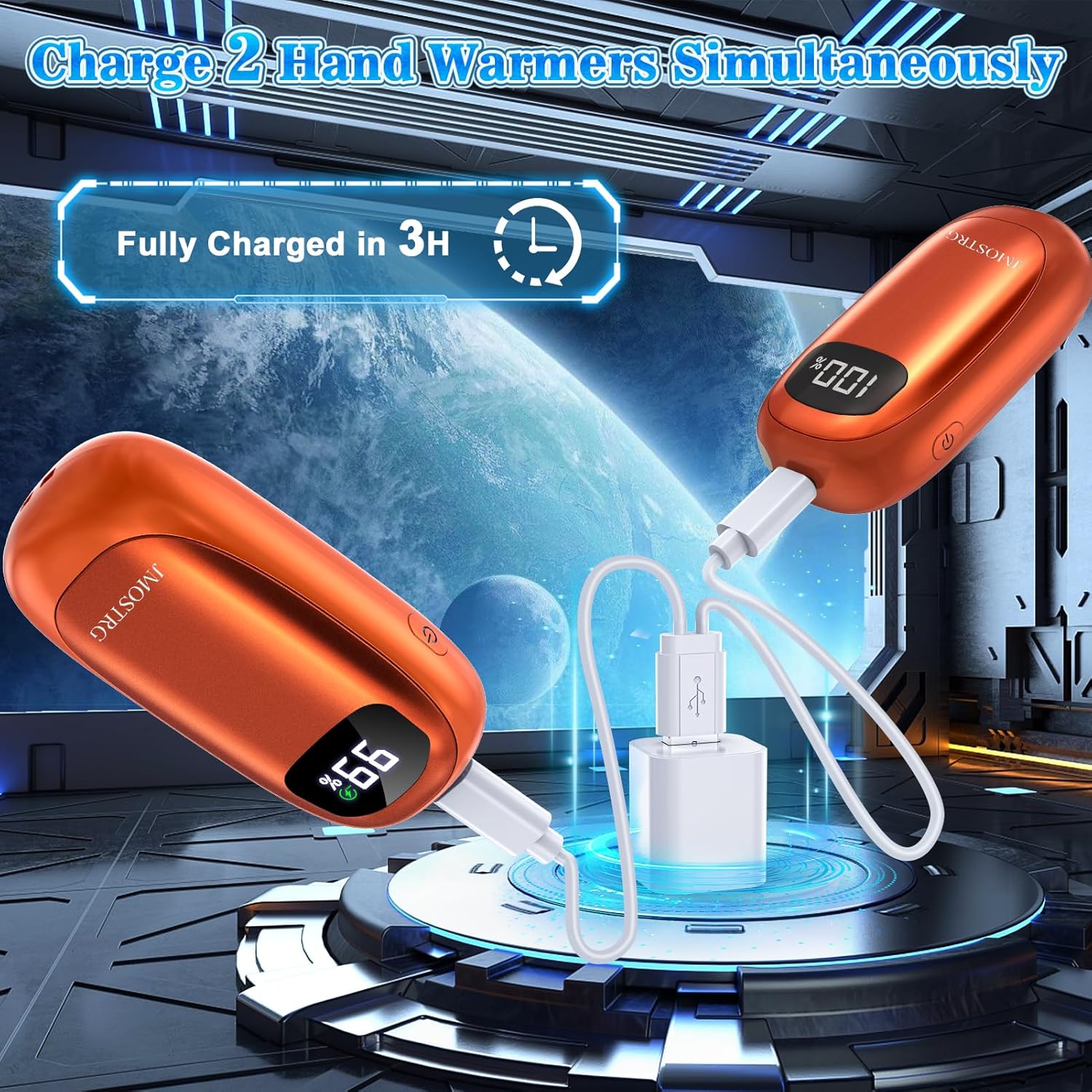 Hand Warmers Rechargeable, Electric Dual-Sided Heating with LED Display & Flashlight, Max 127℉, 13Hrs Long Lasting Pocket Heater for Raynauds, Golf, Hunting,Camping, Valentines Day Gift for Him - Image 6