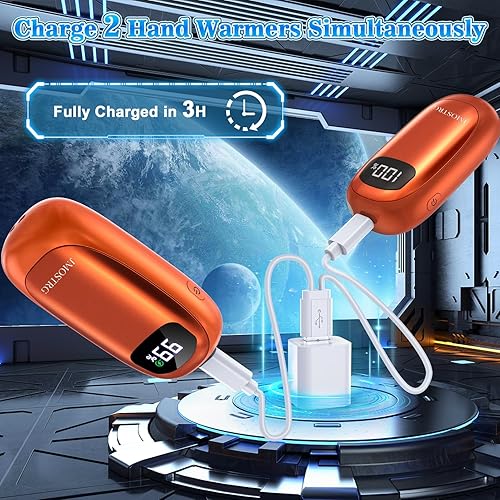 Miniatura 45 de Calentadores de manos recargables, paquete de 2, calentadores de manos eléctricos de doble cara, máximo 131 ℉, 20 horas, calentador de bolsillo a