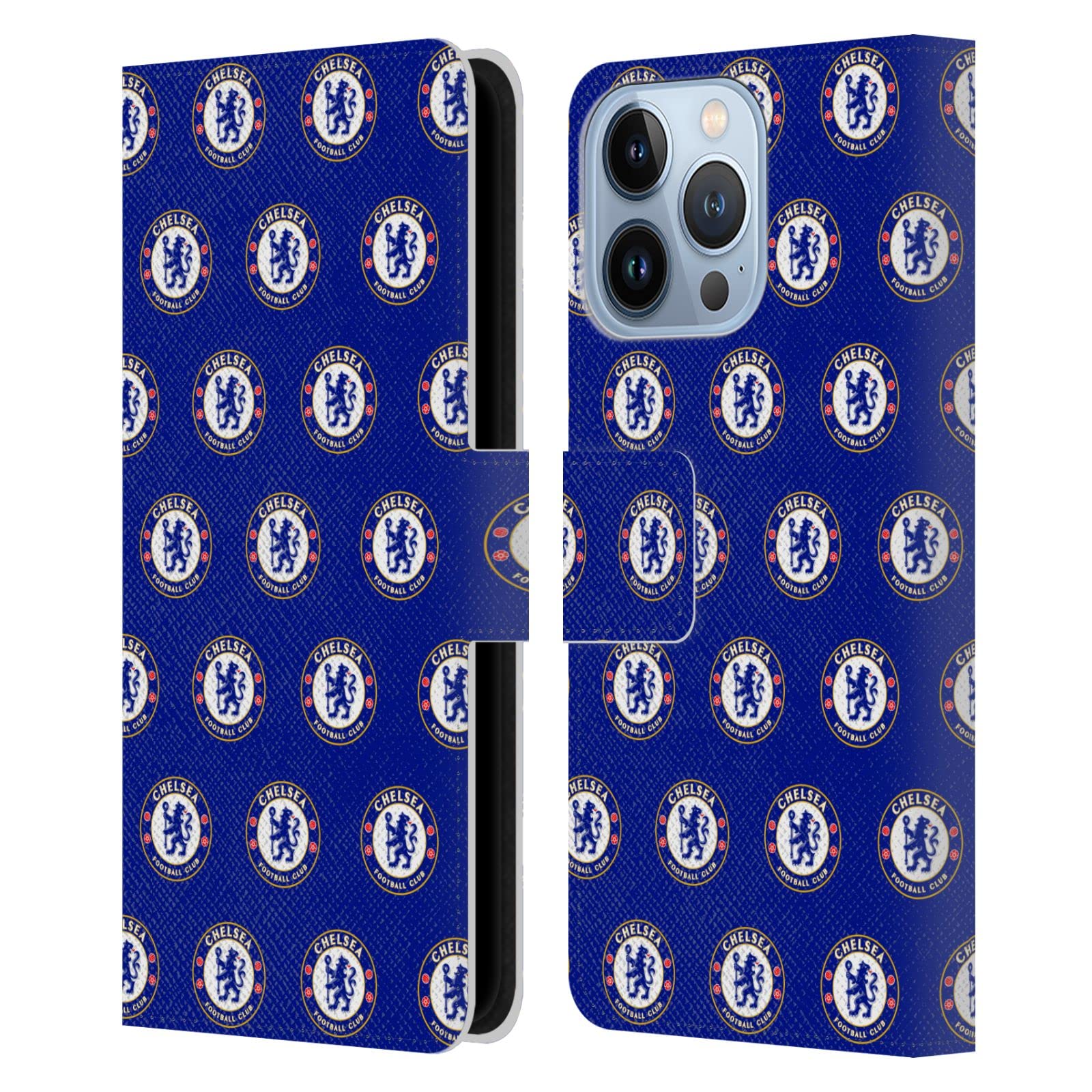 Head Case Designs Officially Licensed Chelsea Football Club Pattern Crest Leather Flip Case Compatible With Apple iPhone 13 Pro โ image 1