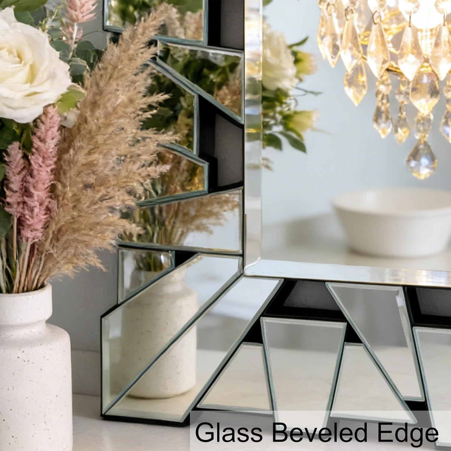 32"x47" Large Wall Mirror for Decor, Modern Irregular Mirror with Glass Frame, Vertical or Horizontal Deocr Mirror for Living Room, Entrance, Dining Room, Bedroom