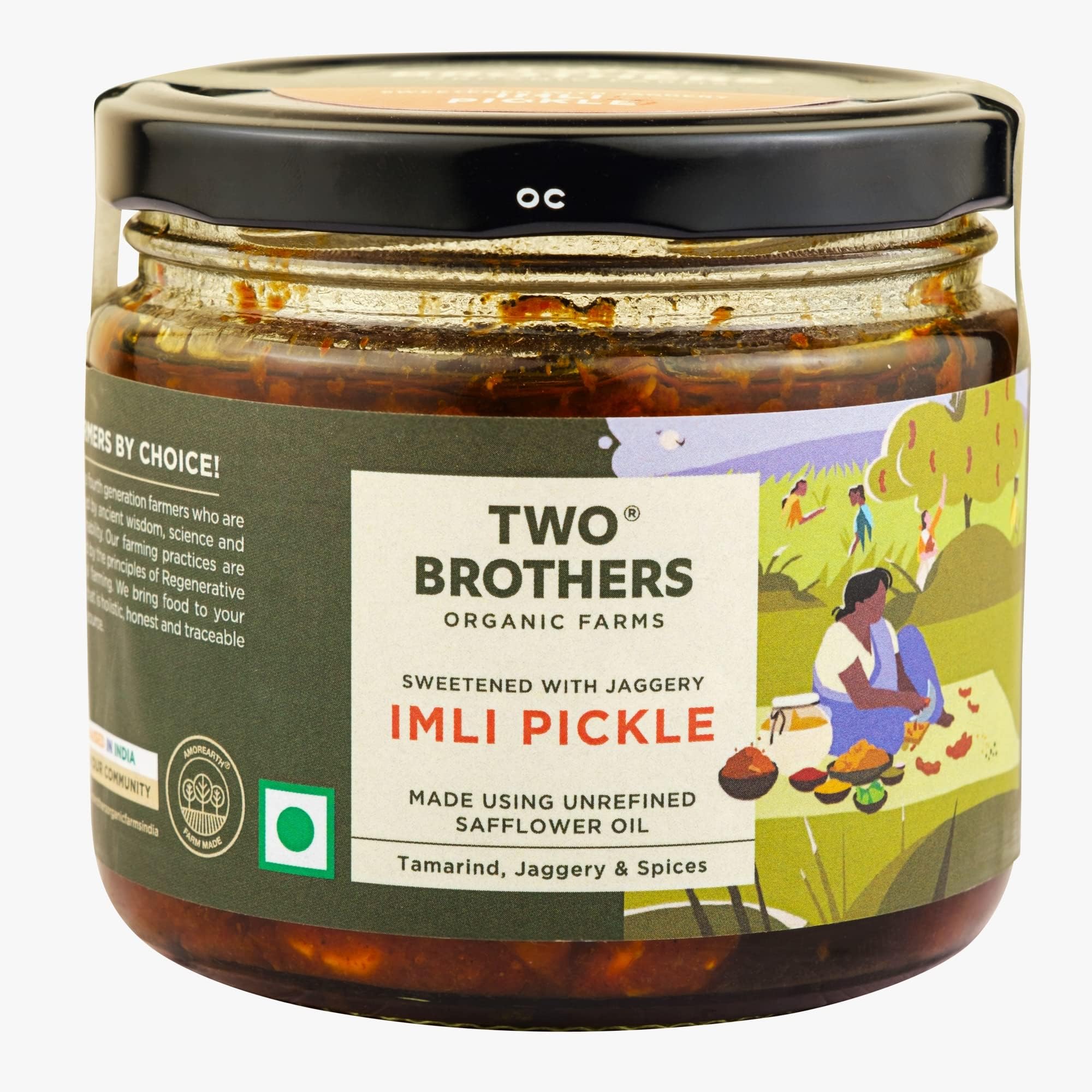 Two Brothers Organic Farms - Tamarind Pickle (300g) | Tangy and Spicy Imli Pickle | Authentic Indian Imli Ka Achaar | Homemade Goodness of Sweet Tamarind | Versatile & Flavorful Achaar | Organic Pickle