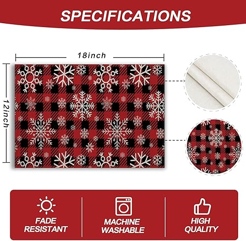 Miniatura 2 de 4 manteles individuales de lana cuadriculada naranja otoñal de 12 x 18 pulgadas, manteles individuales de Acción de Gracias, decoración de otoño