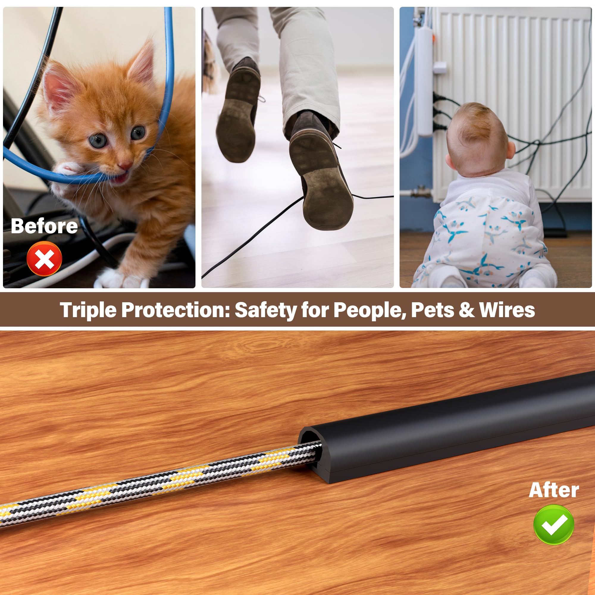 Kabelkanal selbstklebend 4m– Flexibler Silikon Kabelkanal für 1 Kabel (15x12 mm) – Kabelabdeckung für Wand, TV & Schreibtisch – schneidbar & überstreichbar (Schwarz)