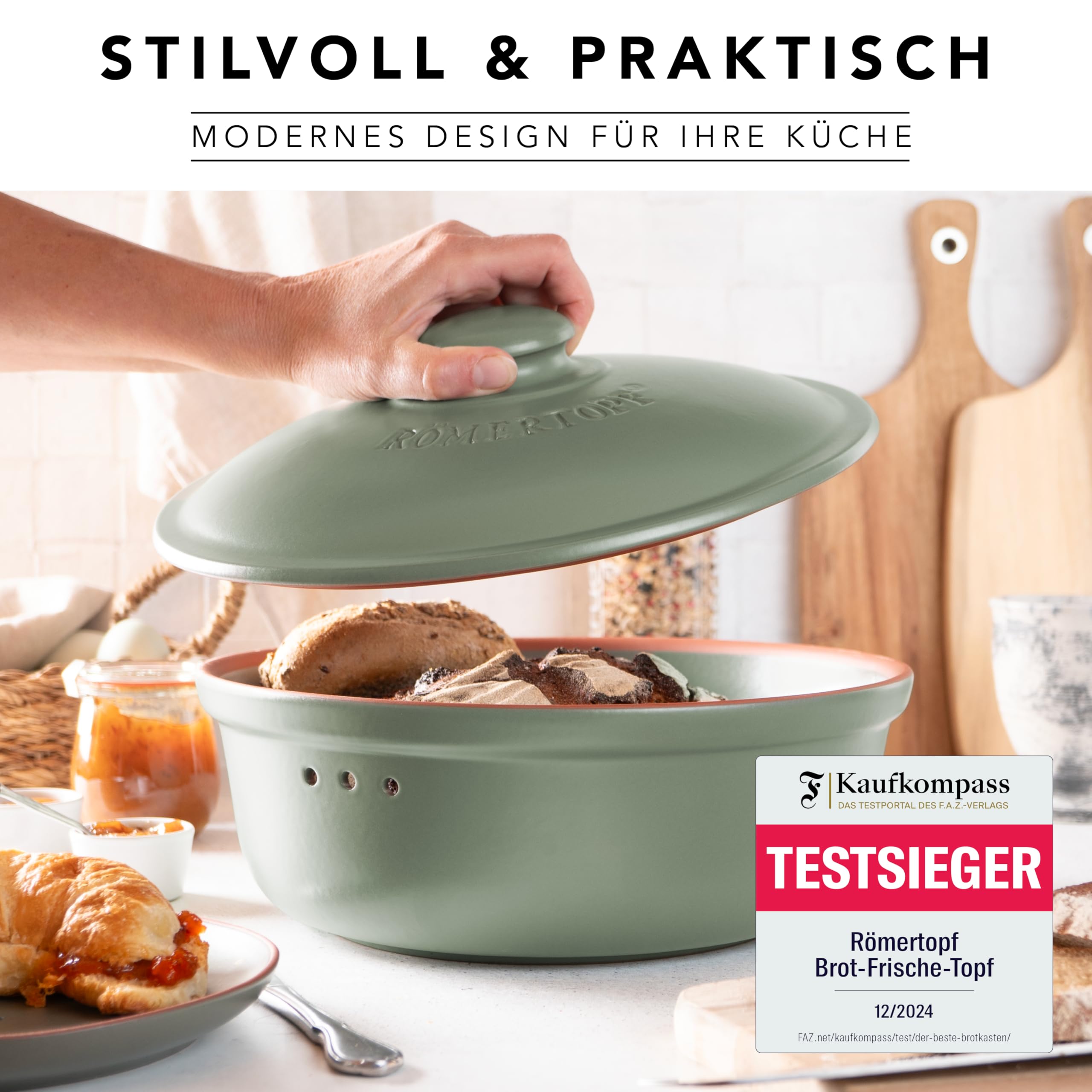Romertopf Römertopf Brottopf rund Ø 30 cm – Bild 5