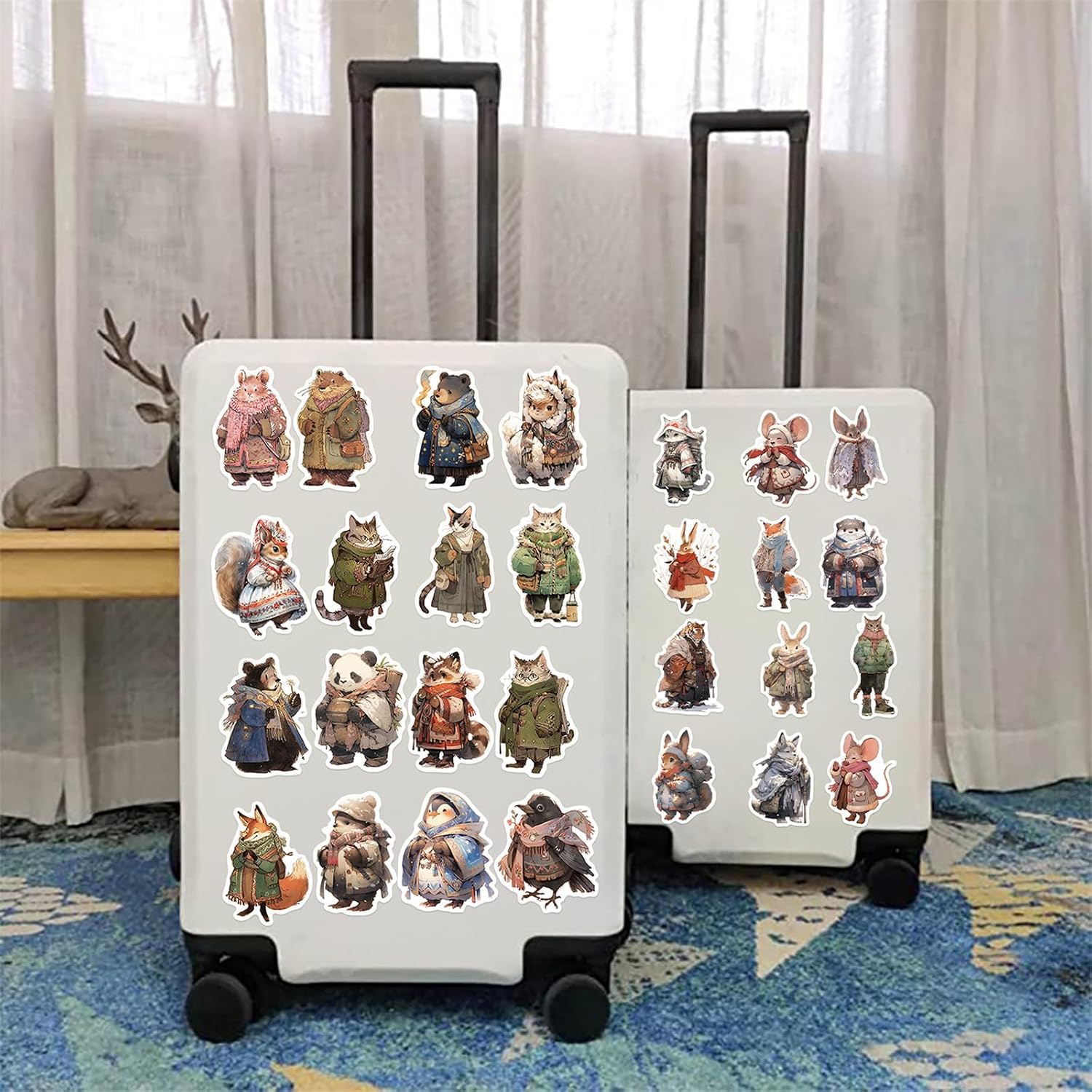 50Pcs Winter Cartoon Animals Stickers, Vinyl Waterproof Stickers for Laptop, Bumper, Skateboard, Water Bottles, Computer, Phone, Cute Animal Stickers for Kids Teens image 5