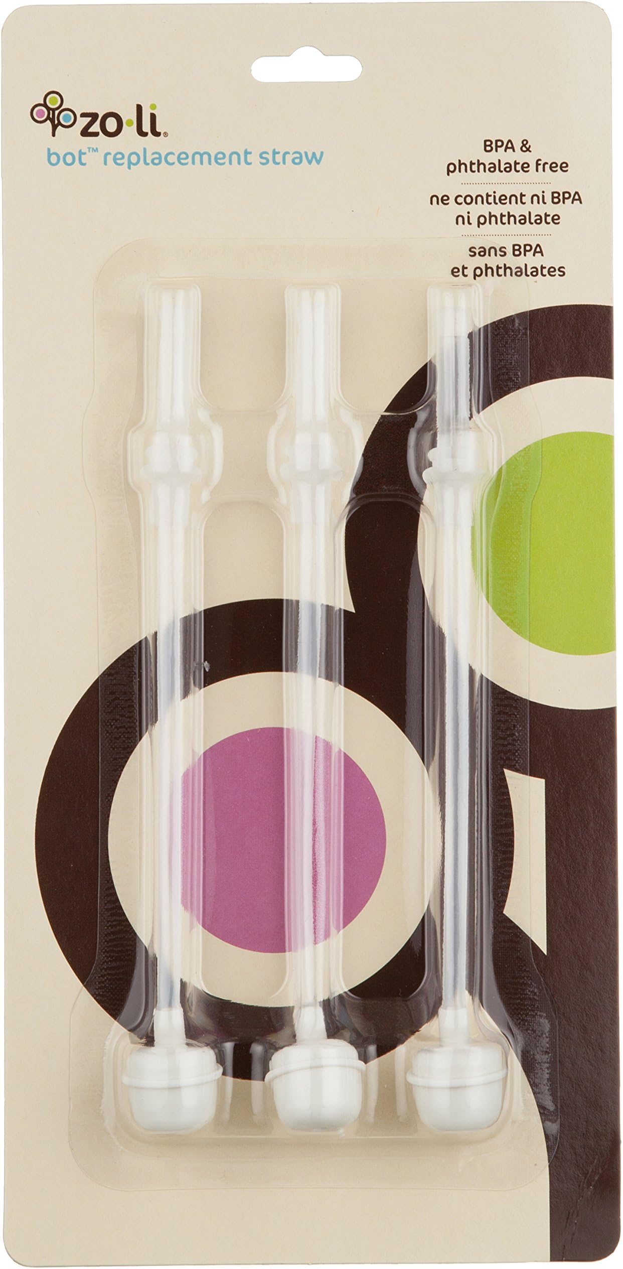 ZoLi BOT Weighted Straw Sippy Cup Replacement Straws | 3-Pack, fits BOT 6 oz and 9 oz Cups