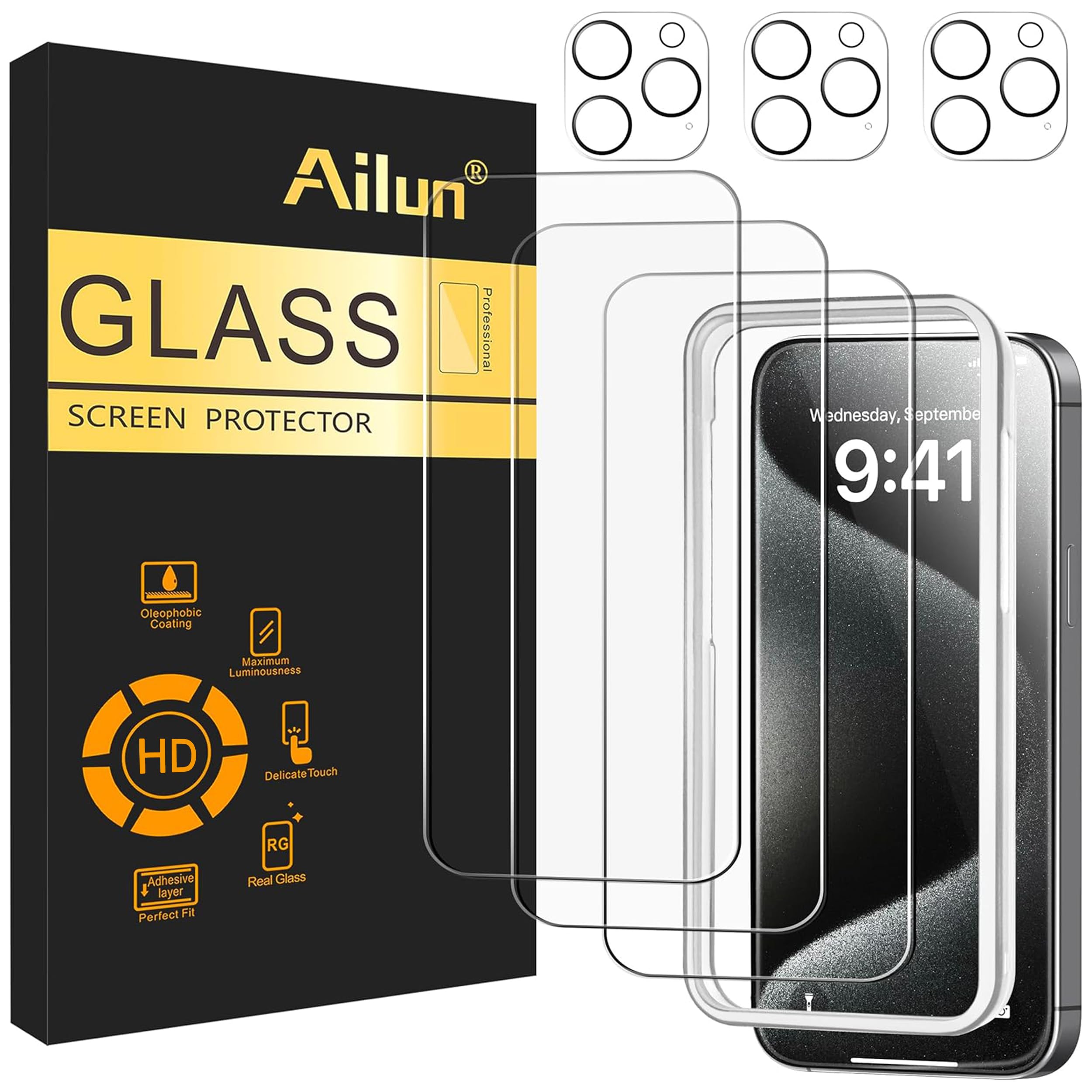 Photo 1 of Ailun Screen Protector + Camera Lens Protector for iPhone 15 Pro Max