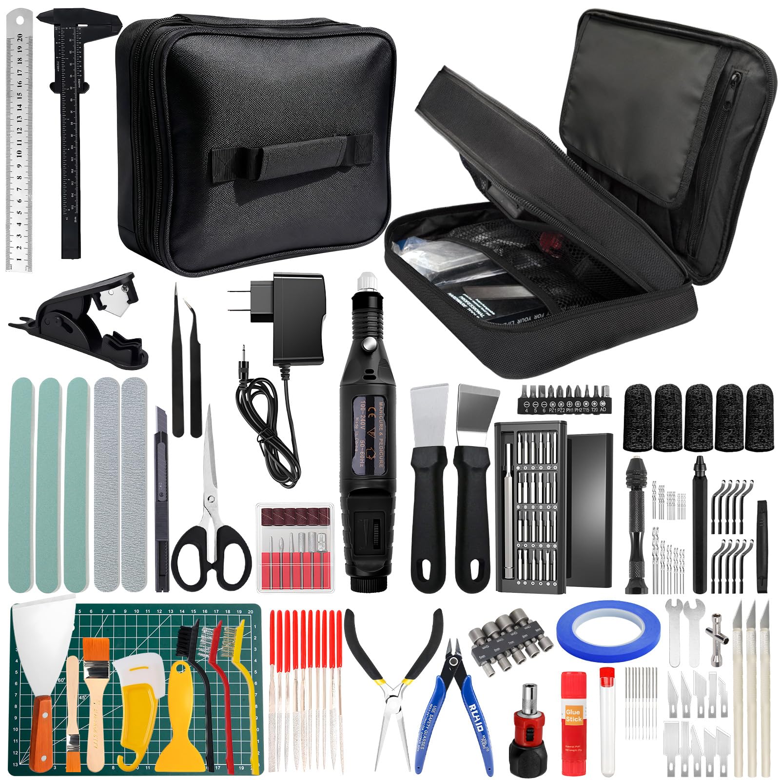 164Pcs 3D Printing Accessory Tools with Tool Bag for 3D Printer Modeler Basic Tools Diverse 3D Print Nozzle Cleaning Kit Mini Rotary Tool 3D Printer