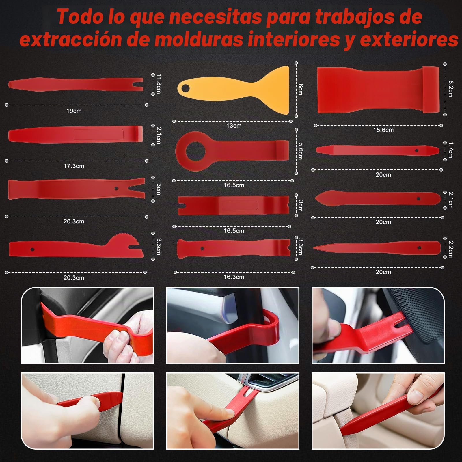 KAOLALI 330 Piezas Herramientas Kit Desmontar Coche,Nailon Reforzado,Rojo | Coche Interior Herramientas de Eliminación, para Desmontar el Audio del Coche y Quitar la Tapicería del Vehículo