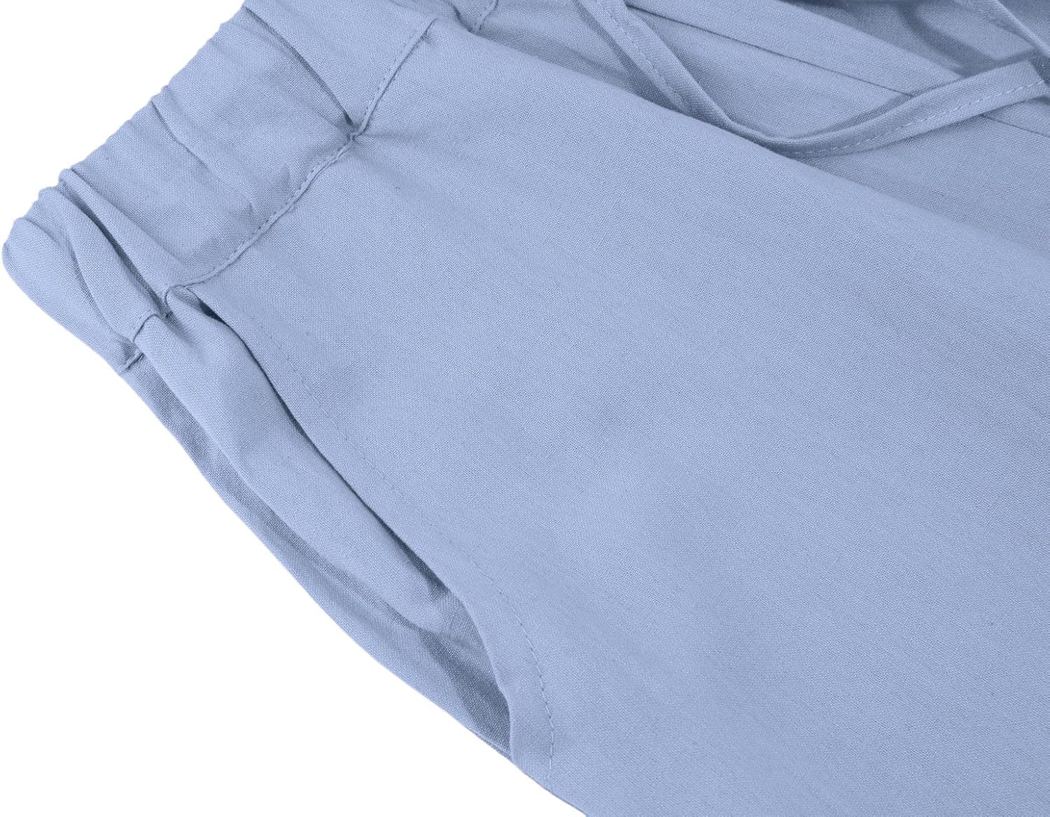 loveimgs Women's Casual Wide Leg Elastic Waist Loose Lightweight Summer Linen Beach Pants Drawstring - Image 3