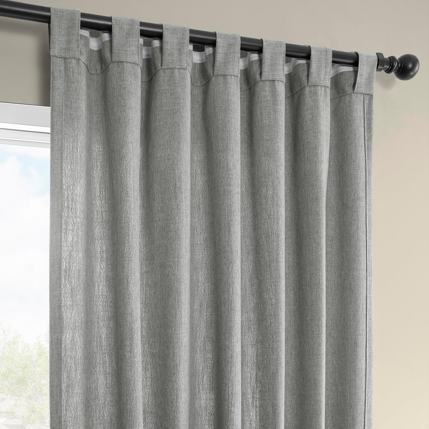 HPD Half Price Drapes Basic Faux Linen Light Filtering Curtains for Bedroom 84 Inches Long (2 Panels) - Rod Pocket Curtains & Drapes for Living Room and Windows - 50 X 84, Light Grey