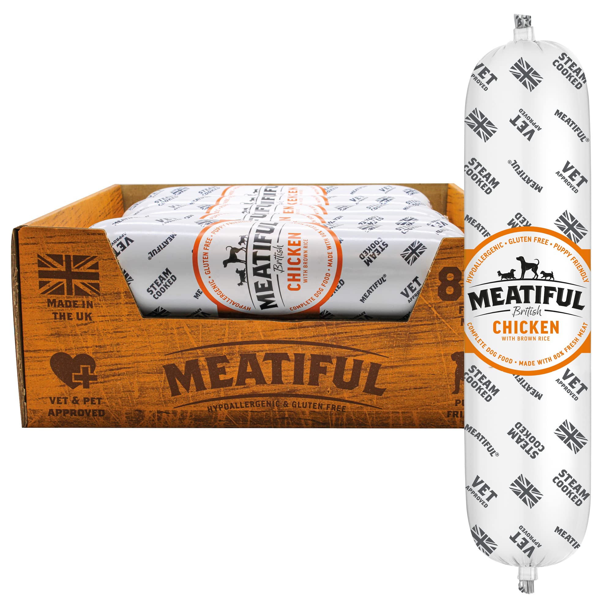 Meatiful | Complete Wet Dog Food, British Chicken with Brown Rice | Natural Ingredients with Added Vitamins & Minerals | 80% Fresh Chicken | Hypoallergenic & Gluten Free (10 x 720g) โ image 1