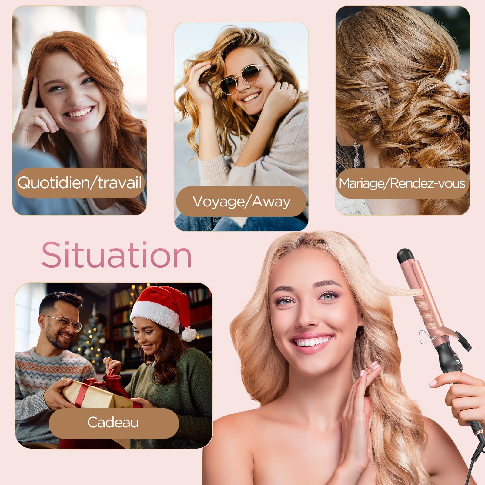 BESTOPE PRO Boucleur a Cheveux 32mm, Fer a Boucler pour Boucles Larges, Multi-Températures Sélectionnables, Boucleur Prolongé, Fer à Boucler à Chauffage Rapide avec Grand Écran LCD