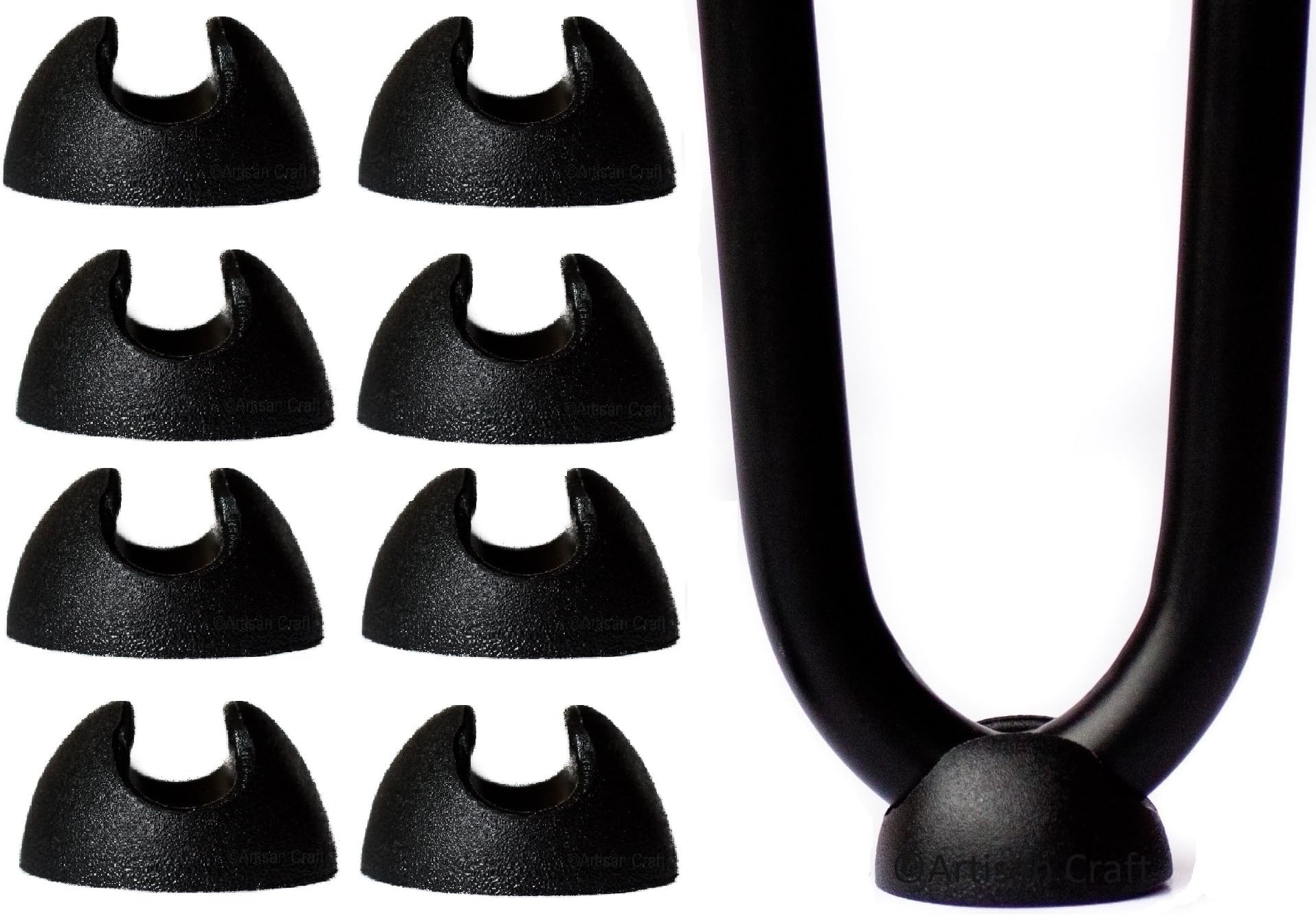 Hairpin Leg Protector Feet - Set of 8 - Black - New Tight Fit for 3/8" and 1/2" Metal Coffee Table Legs - Hairpin Leg Feet
