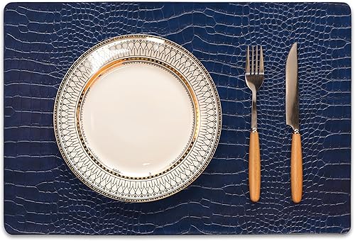 Juego de 6 manteles individuales de piel sintética, impermeables, resistentes a las manchas, resistentes al calor, fáciles de limpiar para cocina,