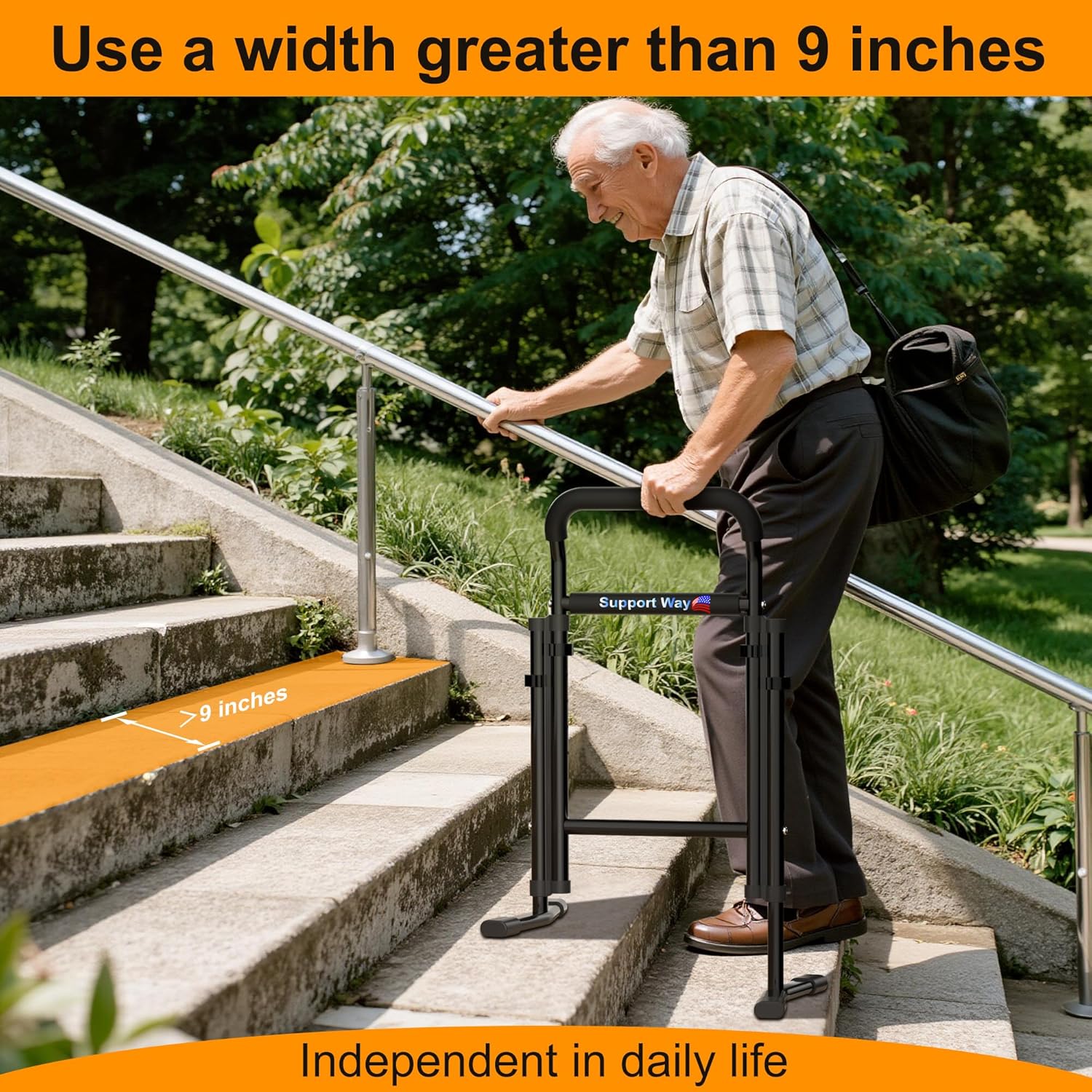 Stand and Sit Assist Device for Elderly, 2-in-1 Mobility Aid for Couch & Stairs, Adjustable Standing Cane with Wide Base, Lift Assist for Chair, Bed, Toilet- 450 Capacity