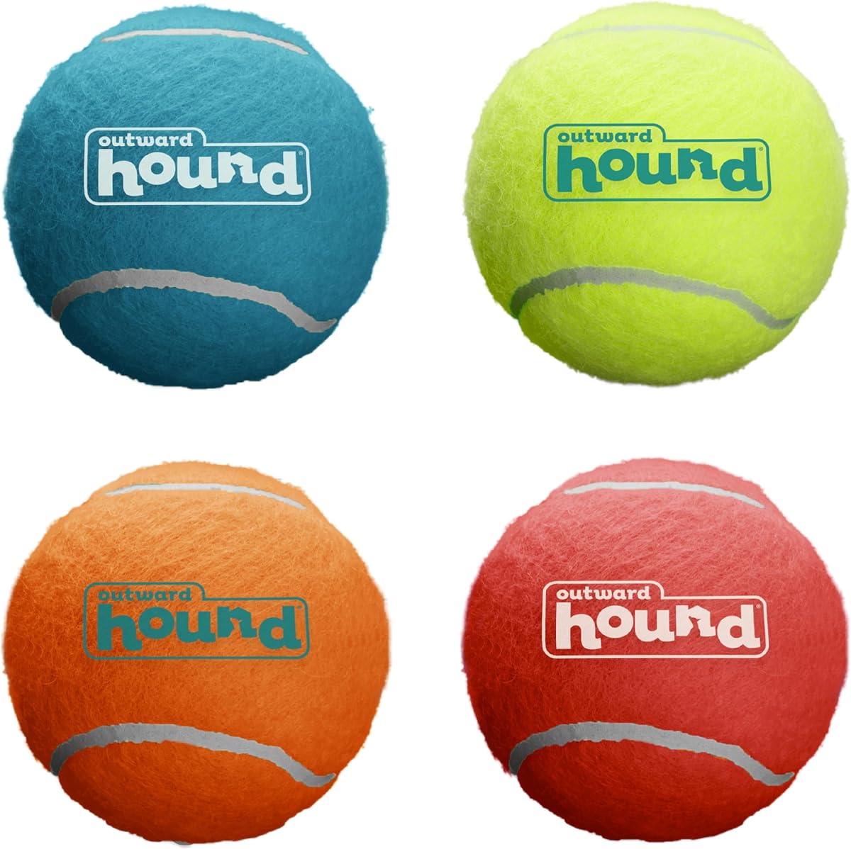Outward Hound Squeaker Ballz Tennis Ball Dog Toy, mediano, 2.5", paquete de 4 | Chirridos y rebotes, colores brillantes, búsqueda interactiva y entrenamiento, interiores y exteriores, masticadores moderados, perros medianos (menos de 50 libras)