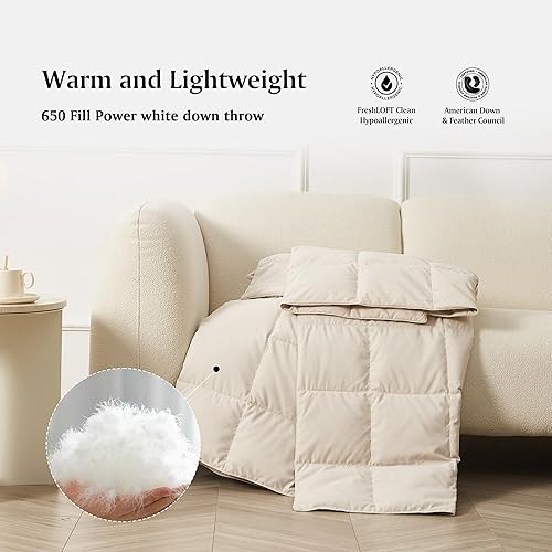 Miniatura 5 de Beautyrest Manta de plumón plegable para sofá, edredón de cama, manta de sofá con bolsa, manta de plumón suave de relleno 650 para interiores y