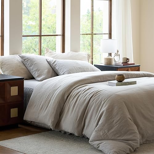 Sijo Juego de funda de edredón Premium lavado a piedra de lino orgánico 100 % francés, certificado orgánico GOTS, lote pequeño procedente de