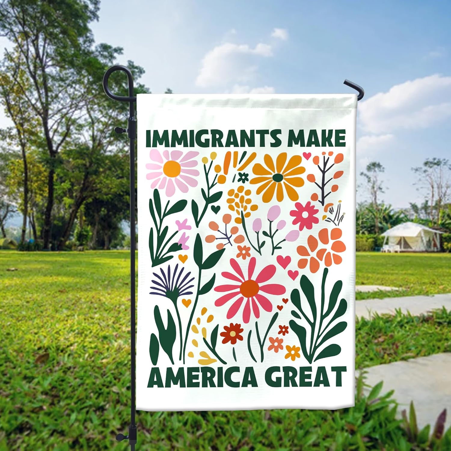 VOTANTA (12"x18") Immigrants Make America Great Garden Flag Resist Racism Anti Felon President US Political Gifts for Patriots Outdoor Sign Yard House Patio Decor Welcome Garden Flag Double Sided - Image 2