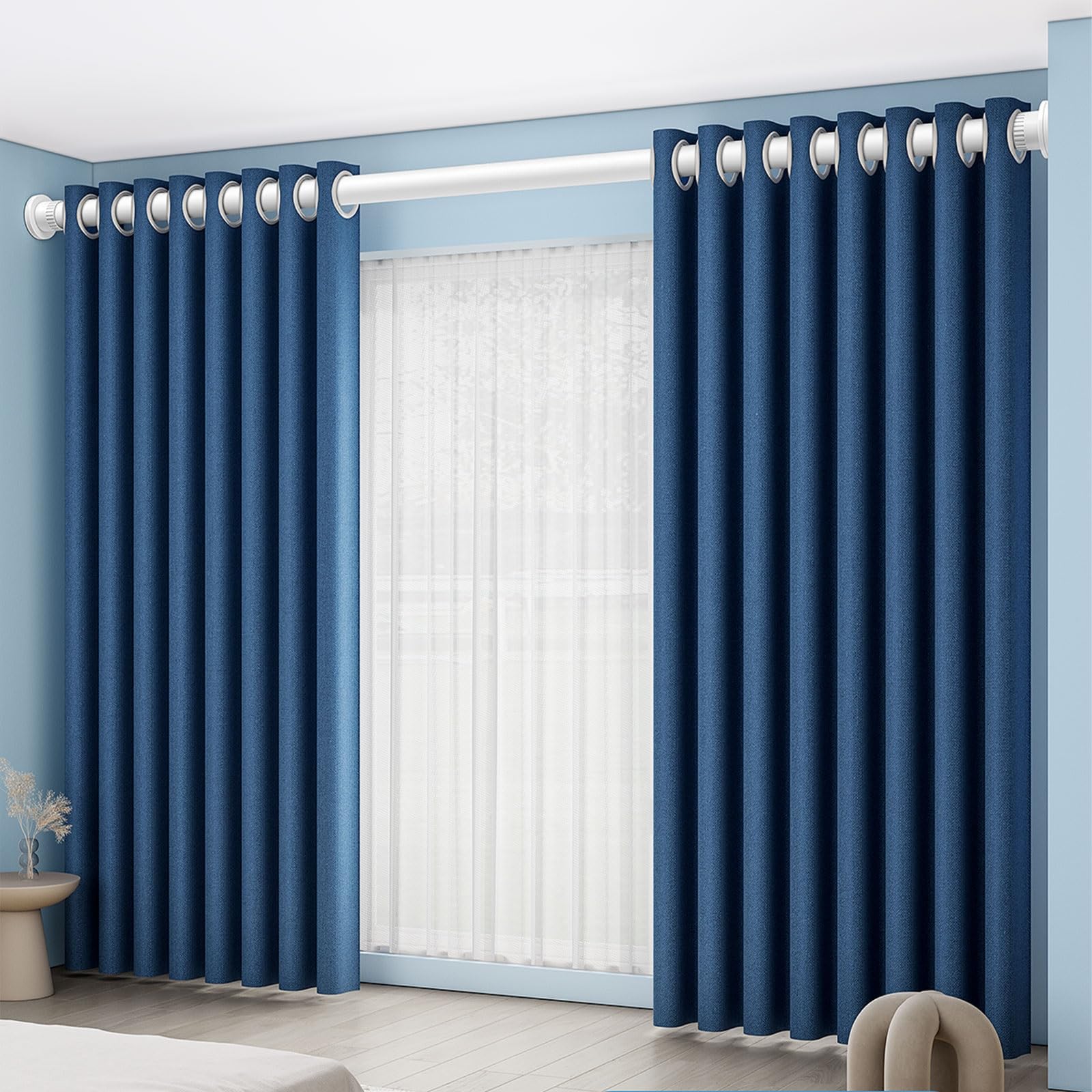 Tringle à rideaux télescopique noire de 309,9 cm pour plafond et douche
