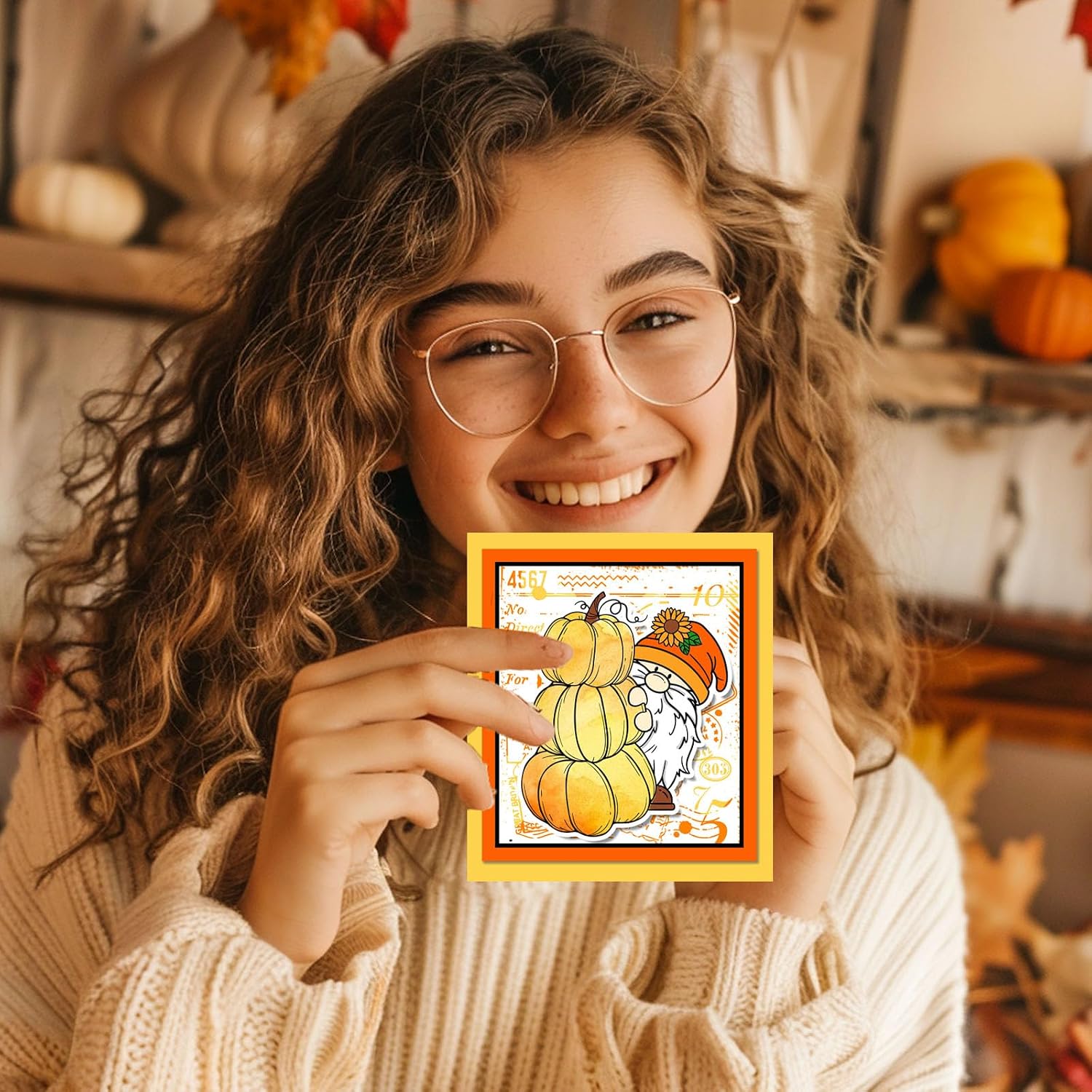 GLOBLELAND Autumn Gnome Clear Stamps for Scrapbooking Pumpkin Maple Leaves Silicone Stamps Thanksgiving Greetings Transparent Stamp for Card Making DIY Embossing Journaling