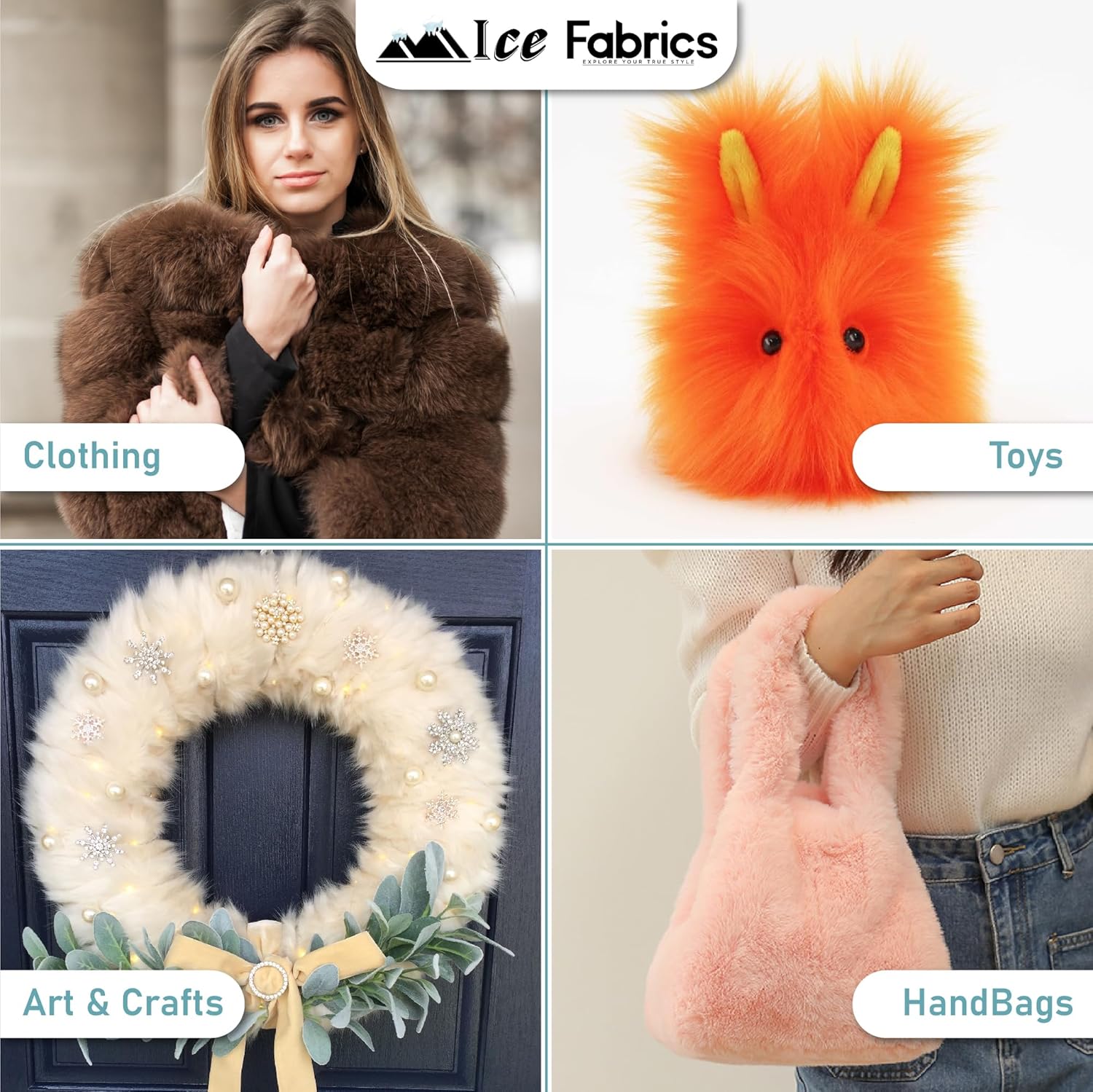 Ice Fabrics Faux Fur Fabric by The Yard - 60 Inches Wide Super Soft and Fluffy Shaggy Mohair Fur Fabric for Costumes, Apparel, Rugs, Pillows, Decorations and More - Light Brown - One Yard