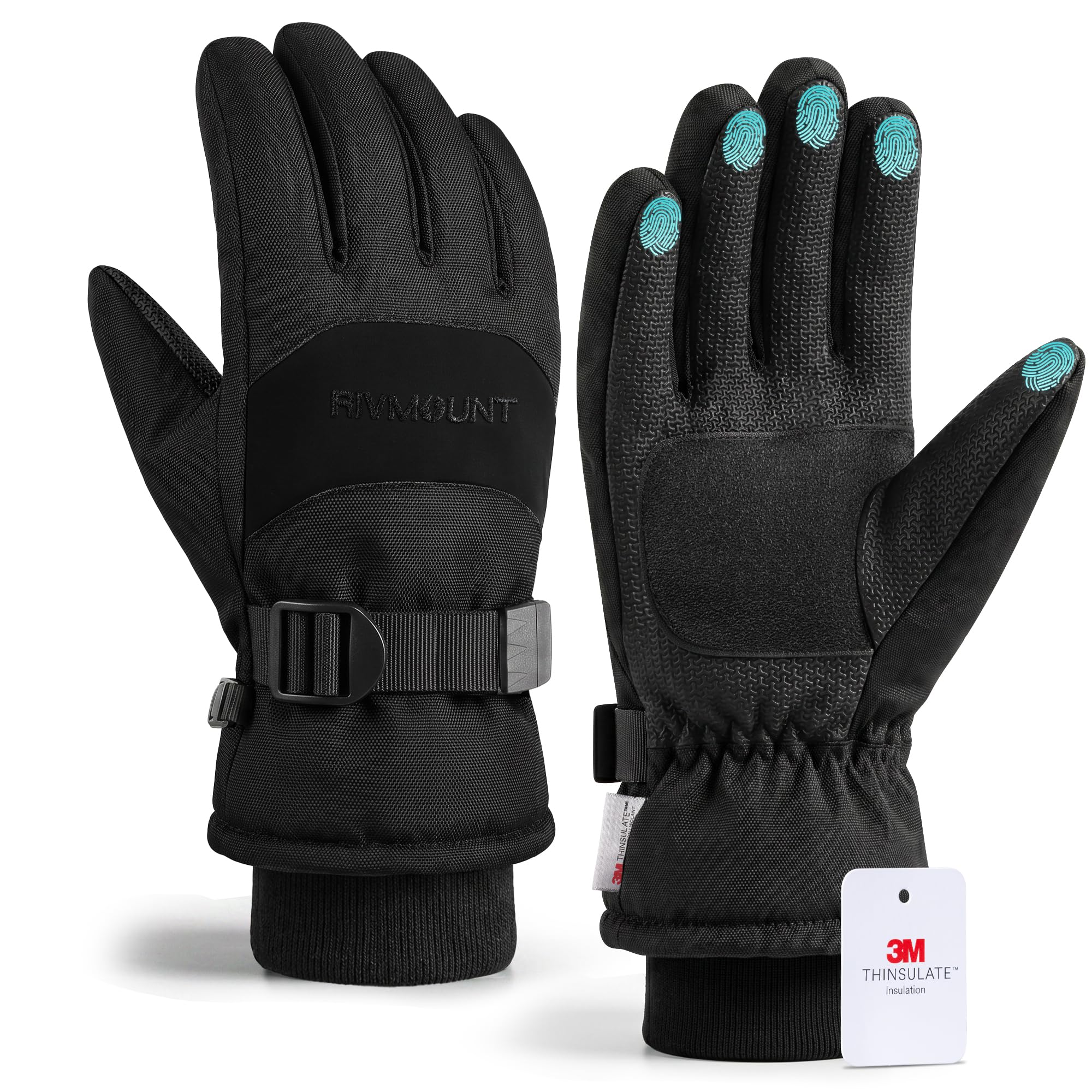 rivmount Winter Waterproof Ski Snow Warm Gloves for Women Men, Windproof Cold Weather Thermal with Touchscreen Fingers, for Running Driving Cycling Hiking Biking Outdoor Sports Daily Work