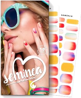 Semi Cured Gel Nail Strips-Press On Nail Polish Stickers Easy Apply and Peel Off Long Wear Chip Free Manicure Kit,18 Pre-Sized Wraps,Works with Any UV/LED Lamps(Watercolor Dusk)