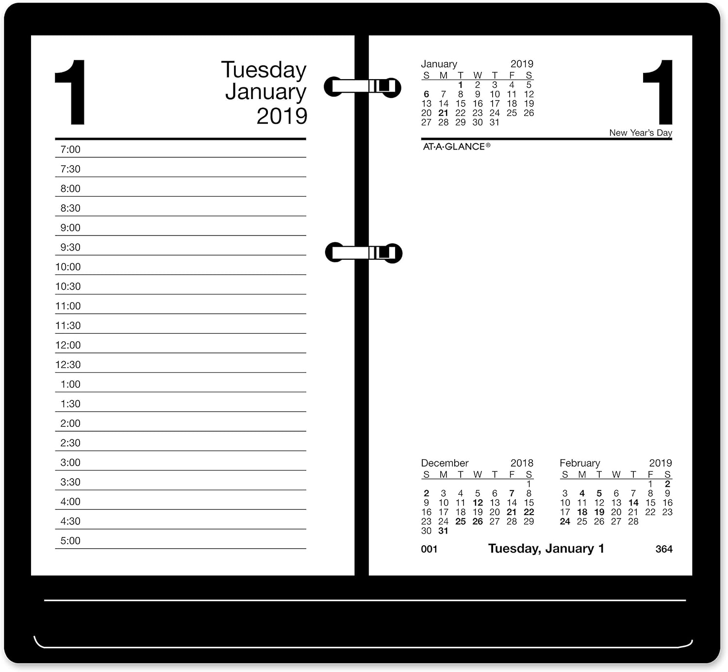 AT-A-GLANCE 2019 Daily Desk Calendar Refill, 3-1/2" x 6", Recycled, Loose Leaf (E717R50)