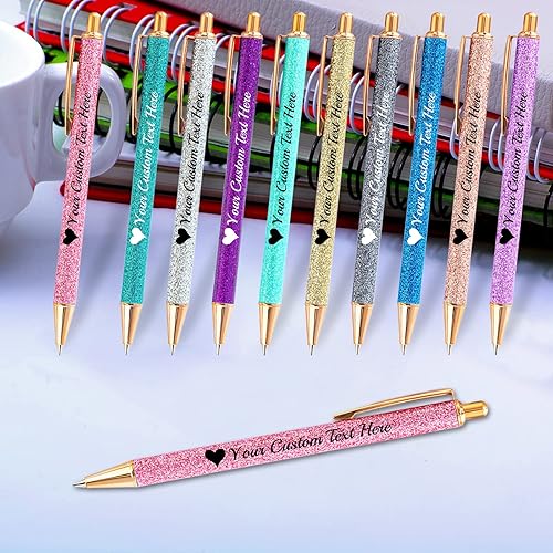 Miniatura 5 de Bolígrafos personalizados con purpurina con nombre a granel, 10 unidades, bolígrafos personalizados con punta de lápiz digital para mujeres y niñas,