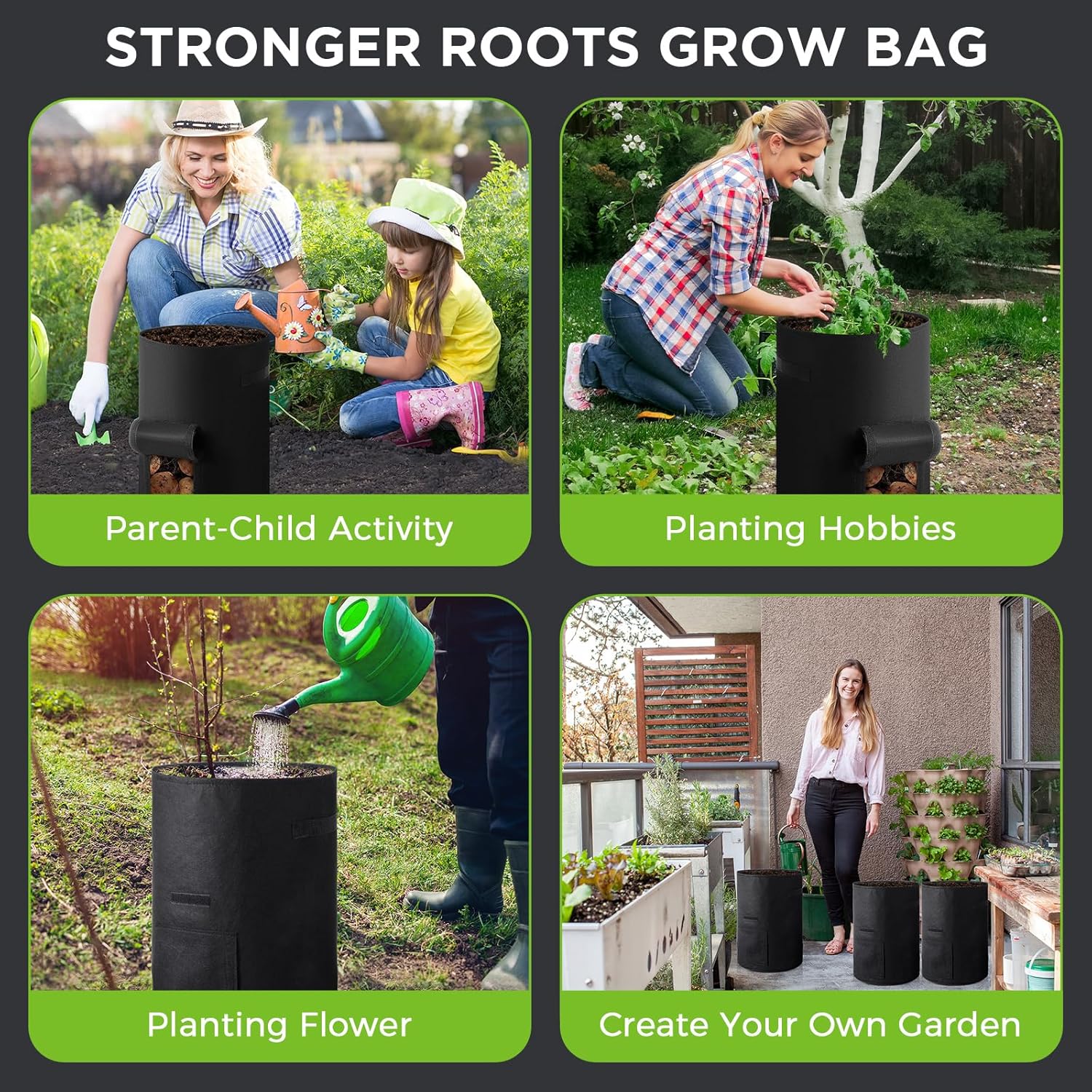 2 Pack 30 Gallon Potato Grow Bags with Harvest Window, Durable Garden Planter Bags with Handles for Potatoes, Tomatoes, and Vegetables - Indoor & Outdoor Gardening Supplies (Black) - Image 6