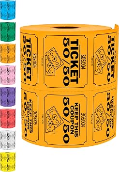 Tacticai 500 Raffle Tickets, Large 50/50 Double Roll, Orange