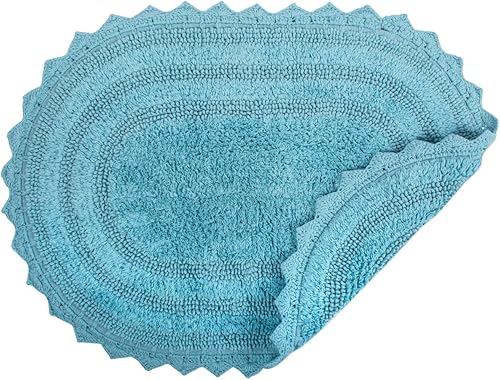 Miniatura 5 de DII Crochet Collection - Tapete de baño reversible, tamaño pequeño, ovalado, 17 x 24 pulgadas, color azul cameo