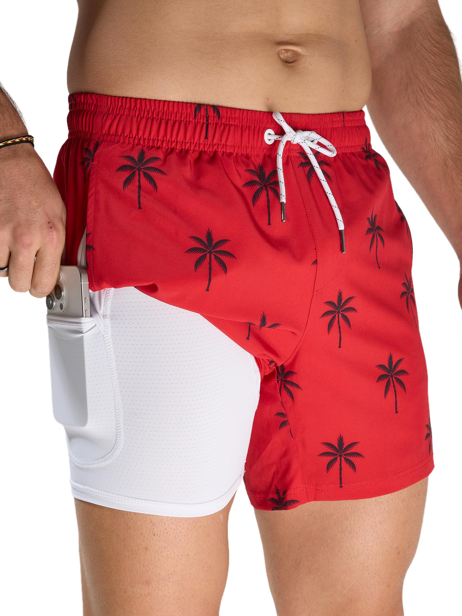 Arcweg Badehose für Herren Badeshorts mit Kompression Liner 2 in 1 Schnelltrocknend Strandhose Männer Elastisch Surf Shorts mit Reißverschlusstaschen