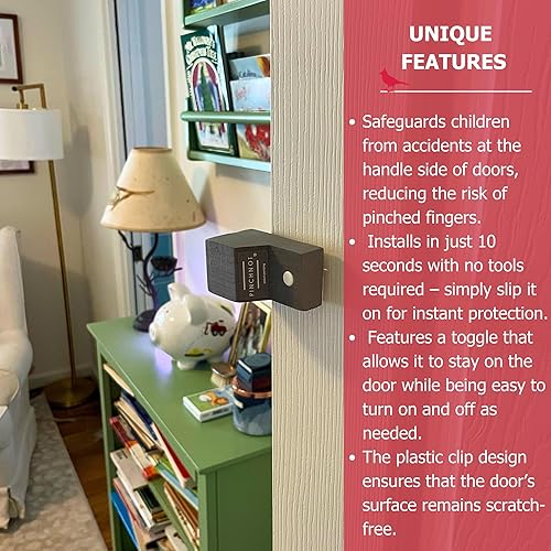 Miniatura 3 de PinchNot - Protector de pellizco para puerta, pequeño dispositivo de parachoques de espuma que evita lesiones en los dedos de bebés y niños, tapón