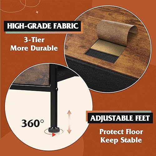 Miniatura 8 de WLIVE Cómoda para dormitorio con 6 cajones, cómoda ancha para TV de 50 pulgadas, con cajones de tela, marco de metal, parte superior de madera,