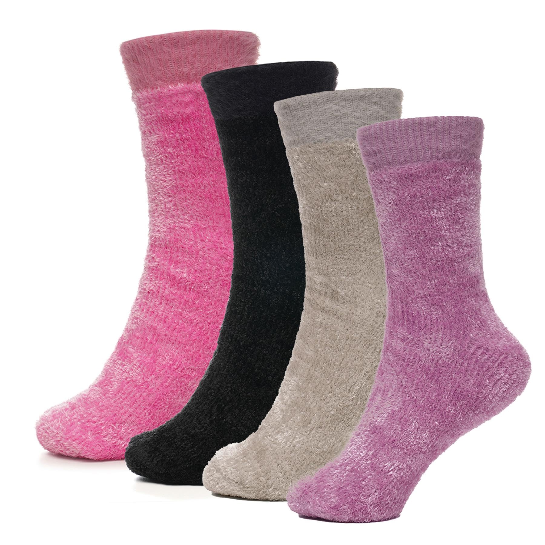A2z Women's 4 Pack Socks Pack Of 4 Chenille Velvet Socks Comfortable For Daily Footwear - Socks Ls1250 4-8