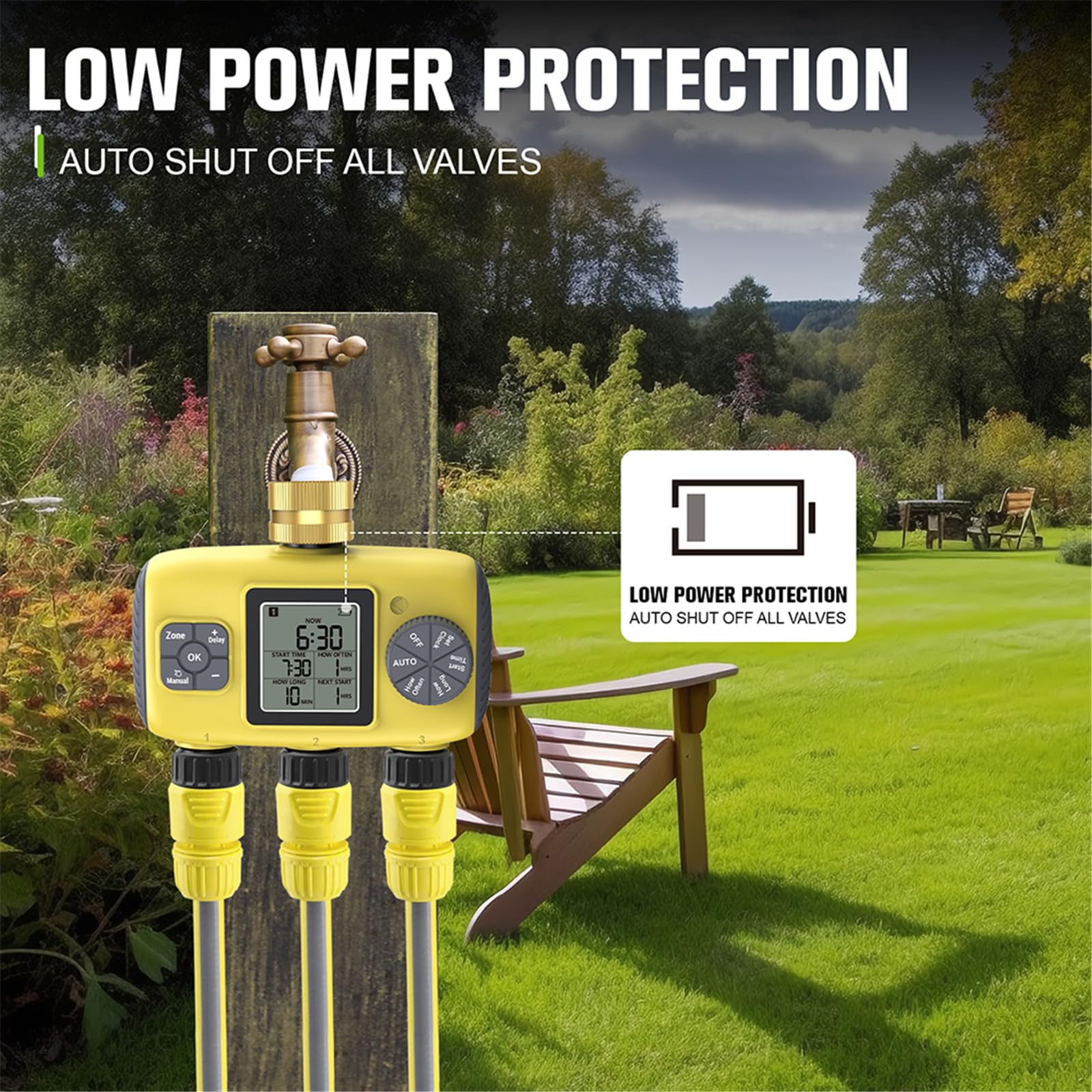 Timer automatico per irrigazione a 3 zone, per individui impegnati e appassionati di giardino domestico