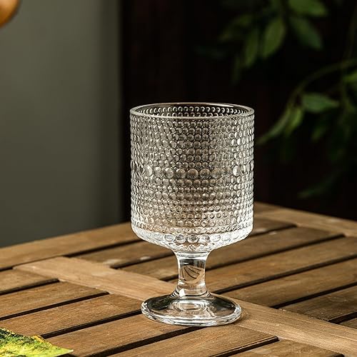 Miniatura 6 de KEMORELA Hobnail - Juego de 4 vasos para bebidas heladas, vasos de copa vintage de 8 onzas, vasos para beber, vasos de copa de hobnail para vino,