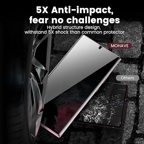Miniatura 5 de MOHAVE Paquete de 2 Alineación automáticaEliminación de polvo Protector de pantalla de privacidad para Samsung Galaxy S22 Ultra 5G 6.8", película