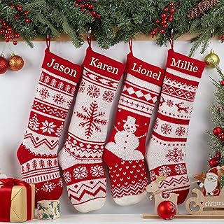 2023 Personalized Christmas Stockings, Custom Knit Monogram Stockings Embroidery Family Stockings With Name Holiday Stockings Xmas Gift