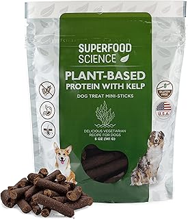 Hypoallergenic Healthy Dog Treats: Plant-Based Vegetarian Dog Snacks w/ Kelp, Sweet Potato, Chia, Flaxseed, Coconut Oil for Skin & Coat, Grain & Gluten-Free Vegan Protein Dog Treats Training, 5 oz