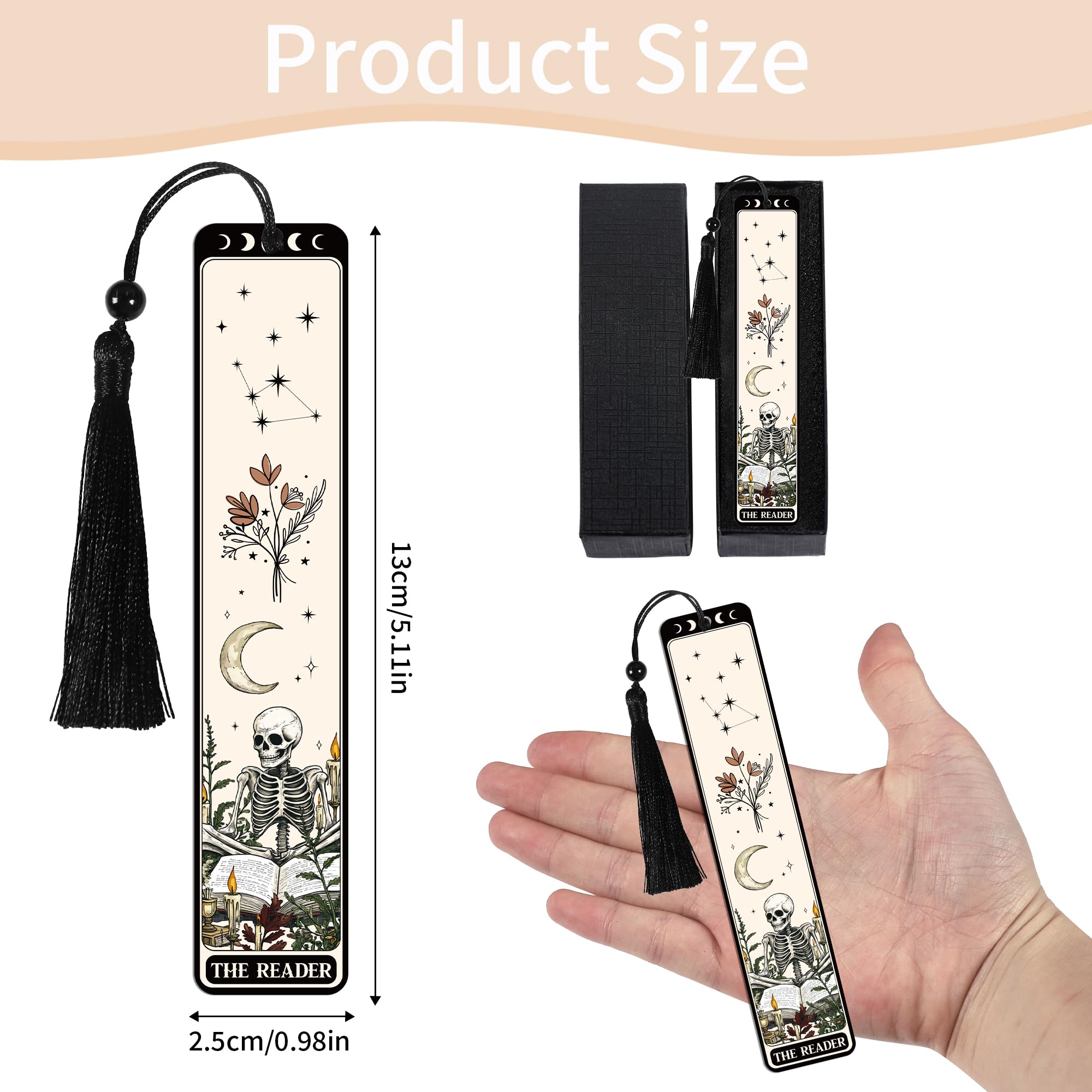 Anti Social Book Club Bookmark: Vintage Aesthetic Metal Bookmarks with Tassel, Funny Book Mark Page Markers for Book Lovers, Gifts for Women Girls Teens Readers Bookish School Office Supplies: Gothic Skull