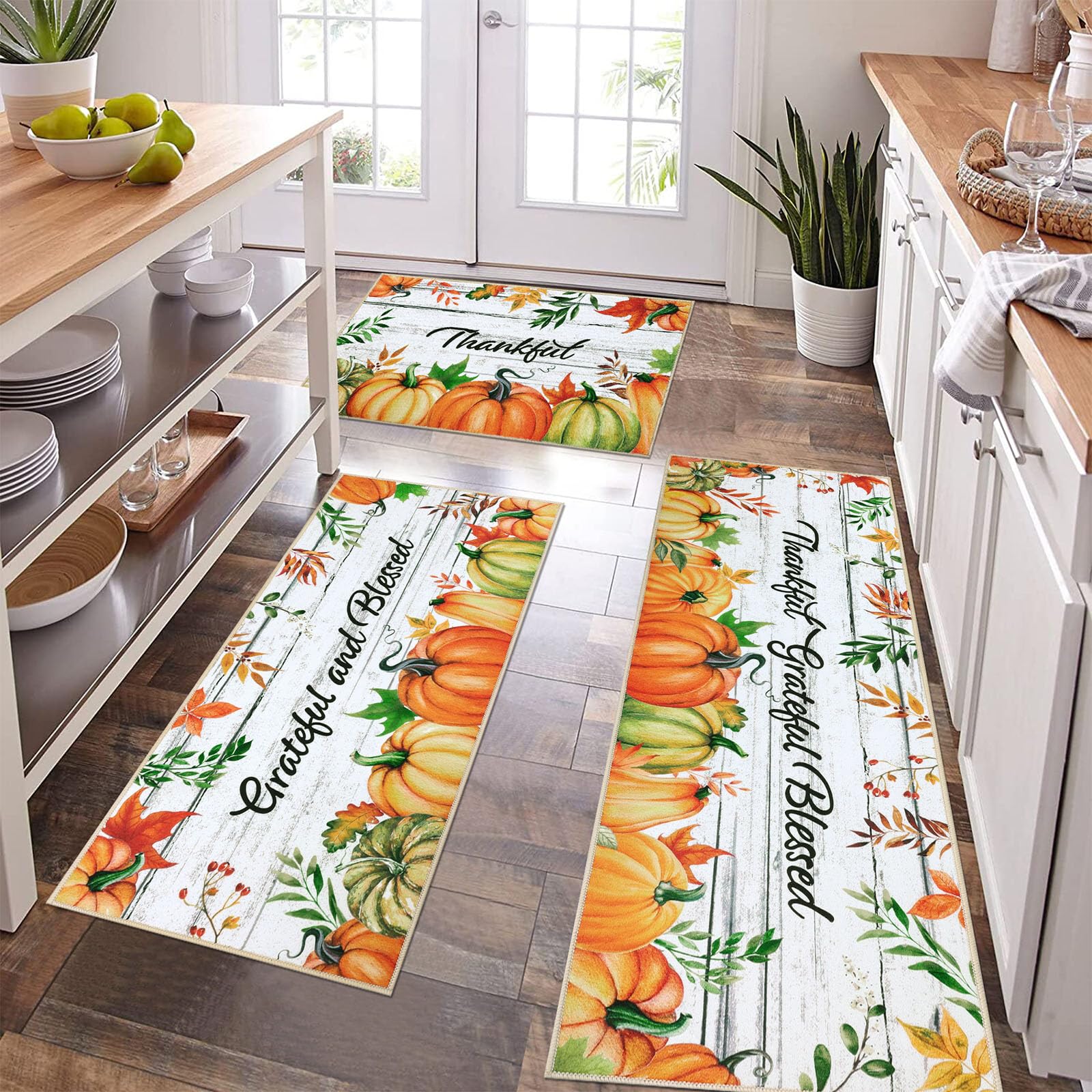 Tapis de cuisine lavables et antidérapants Pauwer avec motif citrouille pour la sécurité