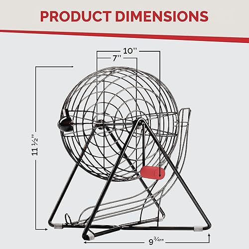 Miniatura 2 de MR CHIPS Juego de bingo profesional de 11 pulgadas pulgadas de alto con jaula de bingo de acero bolas de bingo de 78 pulgadas 18 tarjetas de bingo y