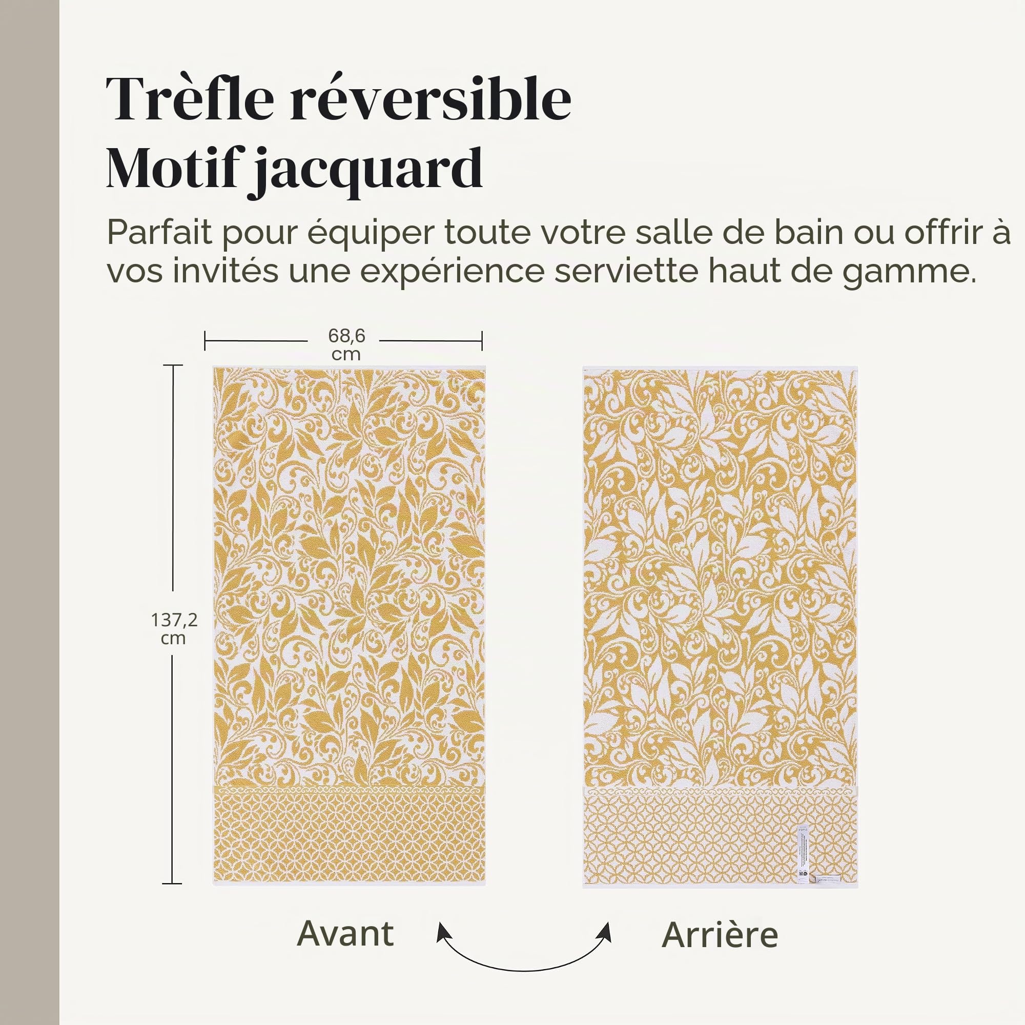Amrapur Modern Threads Lot de 6 Serviettes Jacquard réversibles en Fil Teint en Fil – Serviettes de Bain, essuie-Mains et débarbouillettes – Super absorbantes et à séchage Rapide – 100% Coton peigné