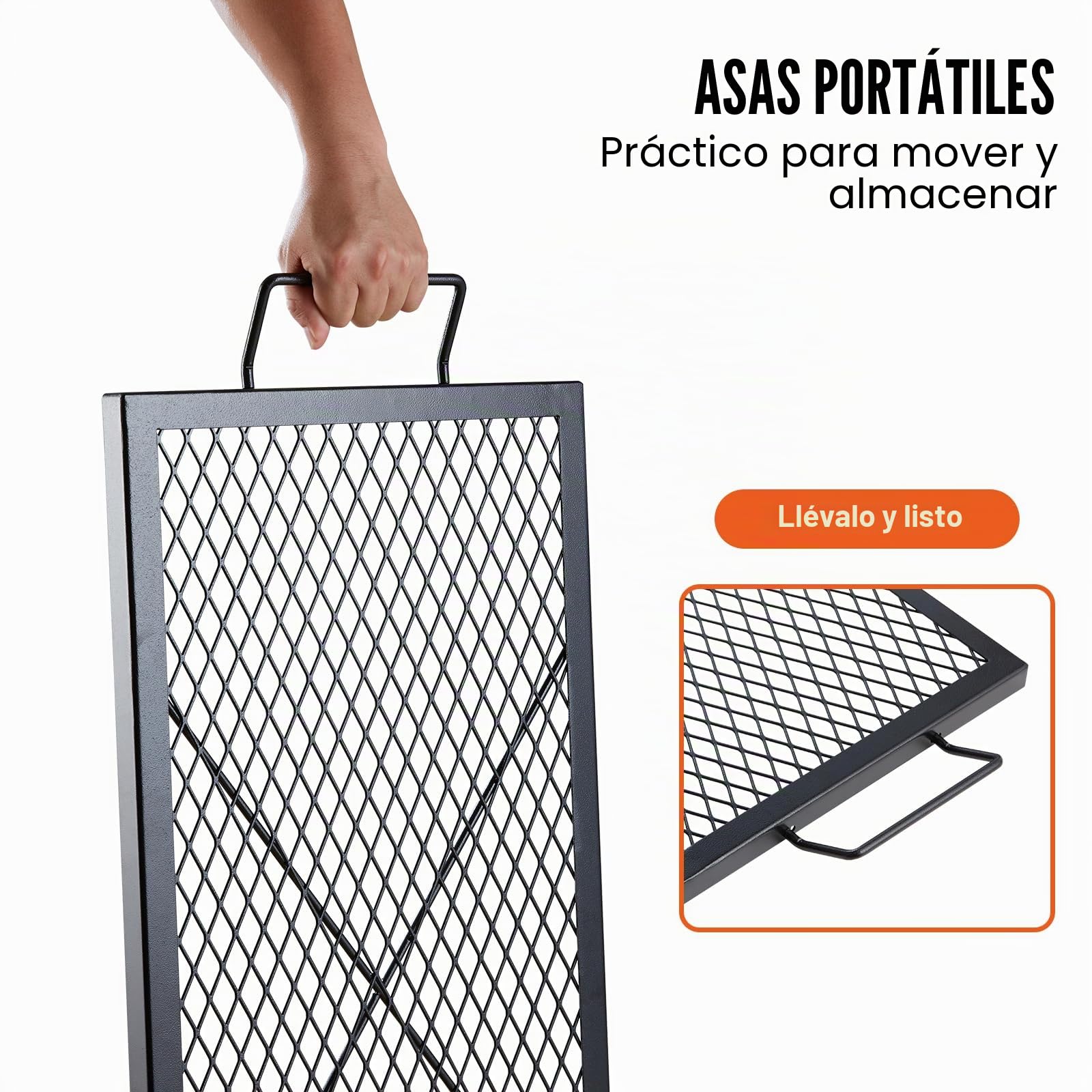 VEVOR Parrilla Rectangular de Barbacoa Cocina de Acero de 81 x 38 cm, Capacidad de Carga de 20 kg, Material de Utensilios con Marca X para Chimenea, Brasero, Barbacoa, Pícnic, Camping, Jardín, Negro